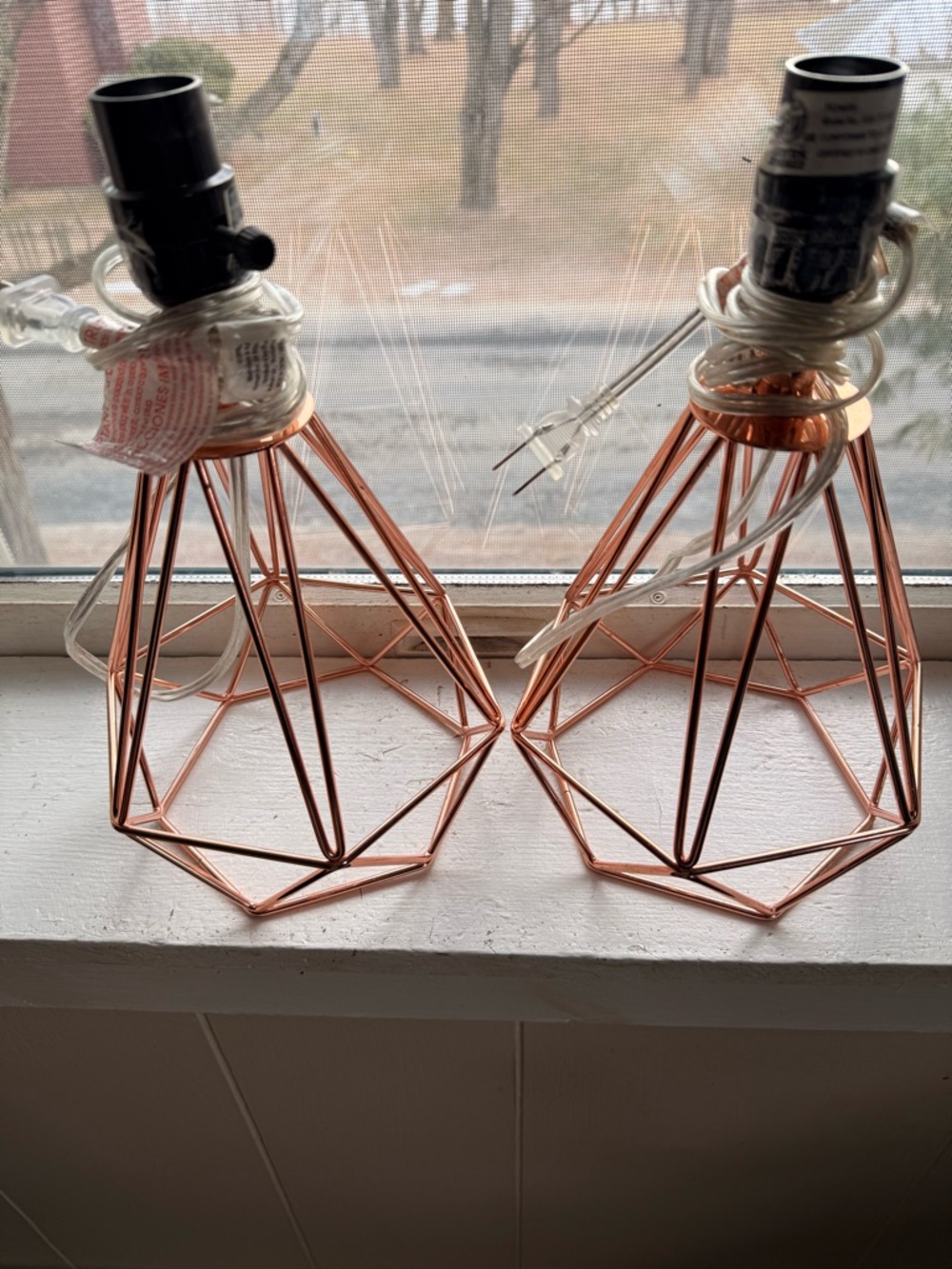 Copper Geometric Table Lamp Set - Home Accents